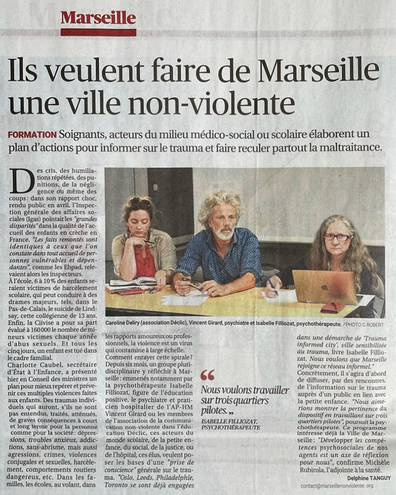 Article Marseille ville non-violente - Isabelle Filliozat & Vincent Girard